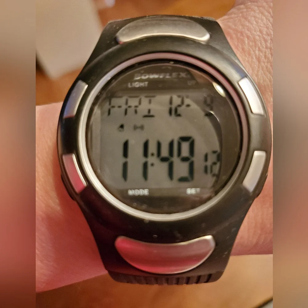 Bowflex Black & Silver Tone Silicone Watch & Heart Monitor